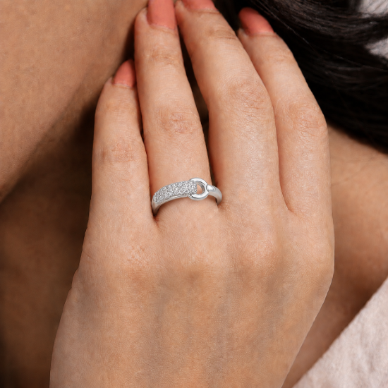 Picture of 925 Silver CZ Buckle Ring