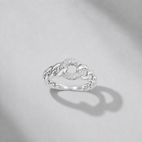 Picture of 925 Silver CZ Chain Link Ring