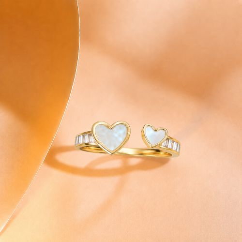 Picture of 925 Silver Double Heart Open Ring