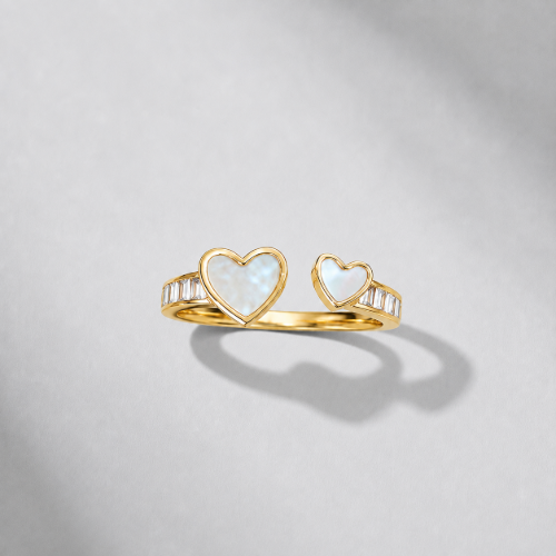 Picture of 925 Silver Double Heart Open Ring