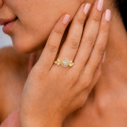 Picture of 925 Silver Floral Halo CZ Ring