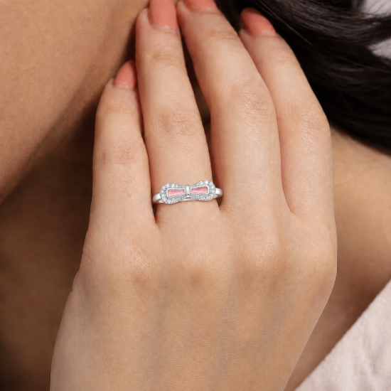 Picture of 925 Silver Pink Bow CZ Ring