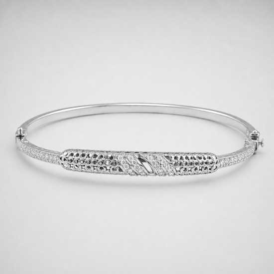 Picture of 925 Sterling Silver CZ Designer Bangle Bracelet