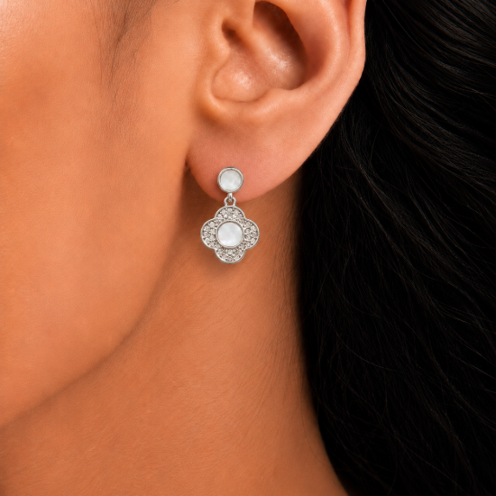 Picture of 925 Silver Clover Drop Earrings