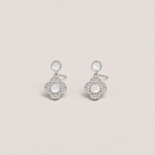 Picture of 925 Silver Clover Drop Earrings