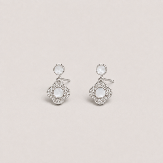 Picture of 925 Silver Clover Drop Earrings