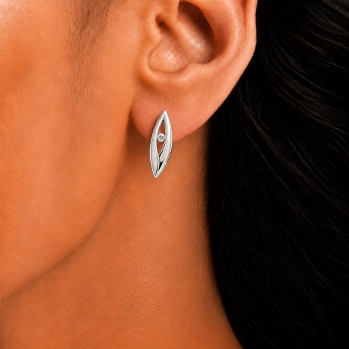 Picture of 925 Silver Leaf CZ Stud Earrings