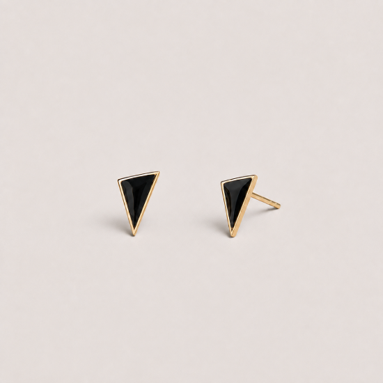 Picture of 925 Silver Black Triangle Studs