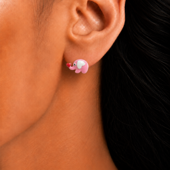 Picture of 925 Silver Pink Elephant Studs