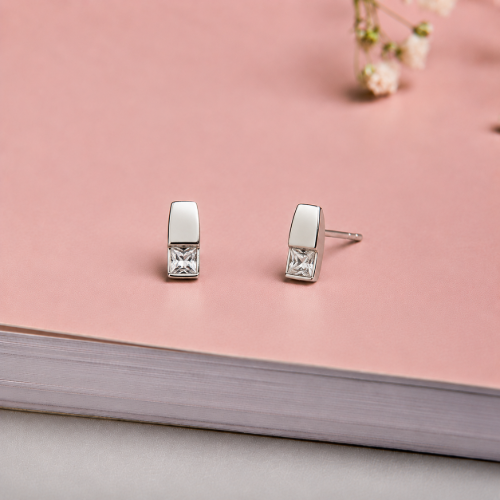 Picture of 925 Silver Princess CZ Studs