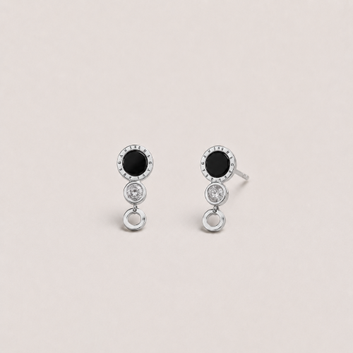 Picture of 925 Silver Black Onyx Circle Stud Earrings