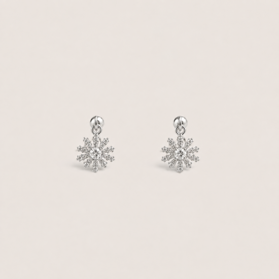 Picture of 925 Silver Snowflake Drop Stud Earrings