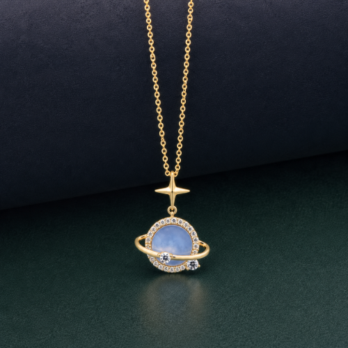 Picture of 925 Silver Celestial Planet Pendant Necklace