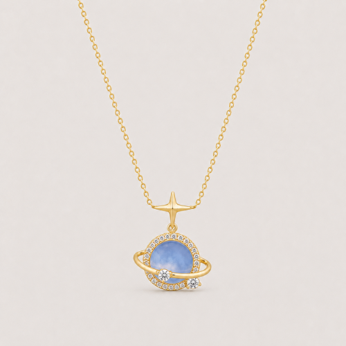 Picture of 925 Silver Celestial Planet Pendant Necklace