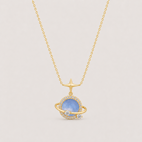 Picture of 925 Silver Celestial Planet Pendant Necklace