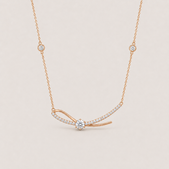 Picture of 925 Silver Curved CZ Bar Necklace