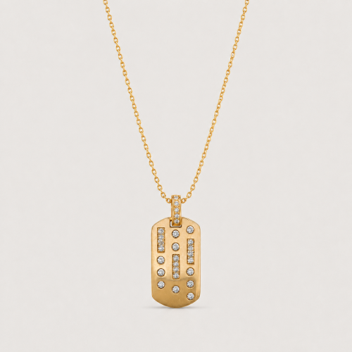 Picture of 925 Silver CZ Dog Tag Pendant Necklace