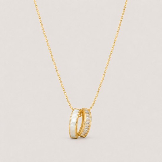 Picture of 925 Silver Dual Hoop Pendant Necklace