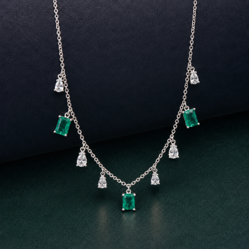 Picture of 925 Silver Emerald Drop Necklace
