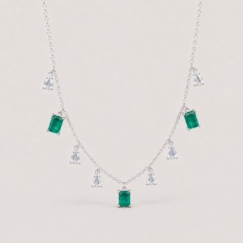 Picture of 925 Silver Emerald Drop Necklace