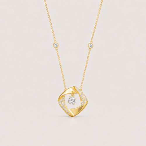 Picture of 925 Silver Geometric Solitaire Pendant Necklace