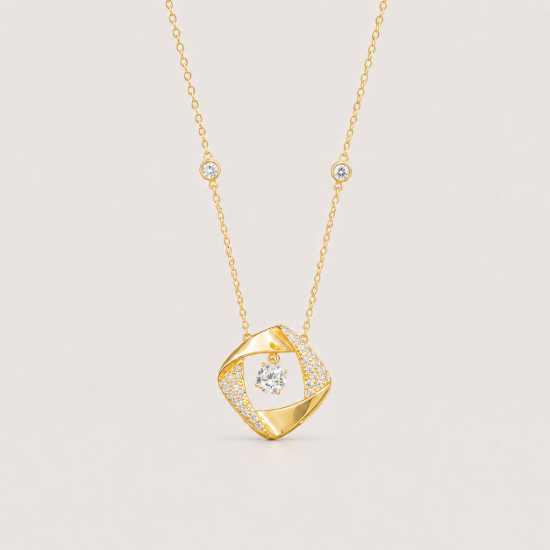 Picture of 925 Silver Geometric Solitaire Pendant Necklace
