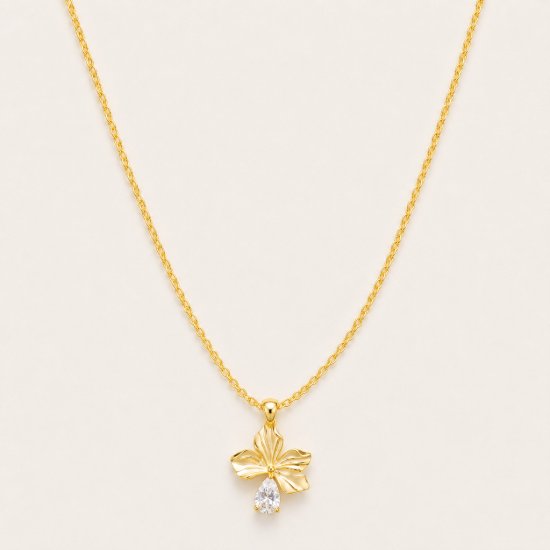 Picture of 925 Silver Gold Bow CZ Necklace