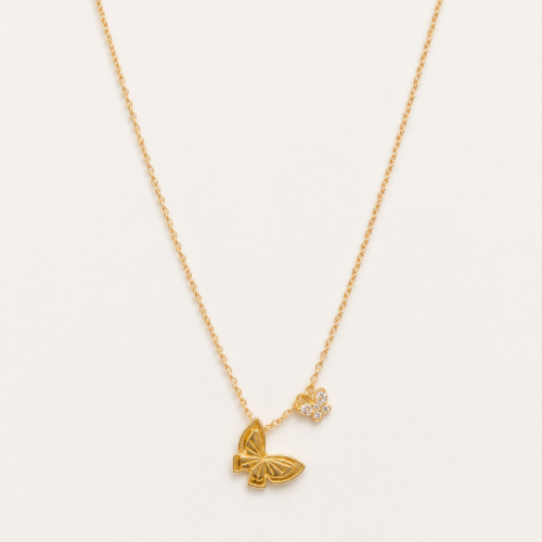 Picture of 925 Silver Gold Butterfly Necklace