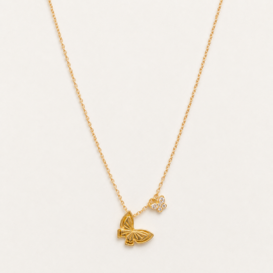 Picture of 925 Silver Gold Butterfly Necklace