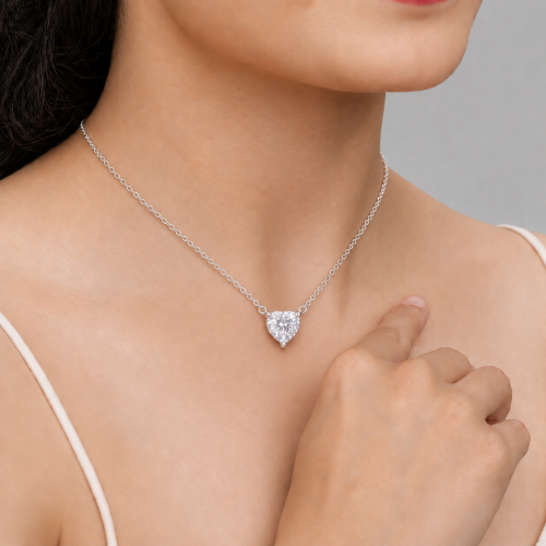 Picture of 925 Silver Heart Solitaire Necklace