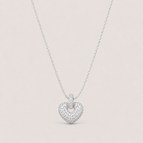 Picture of 925 Silver Pave Heart Pendant Necklace