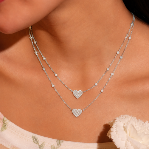 Picture of 925 Silver Triple Heart Layered Necklace