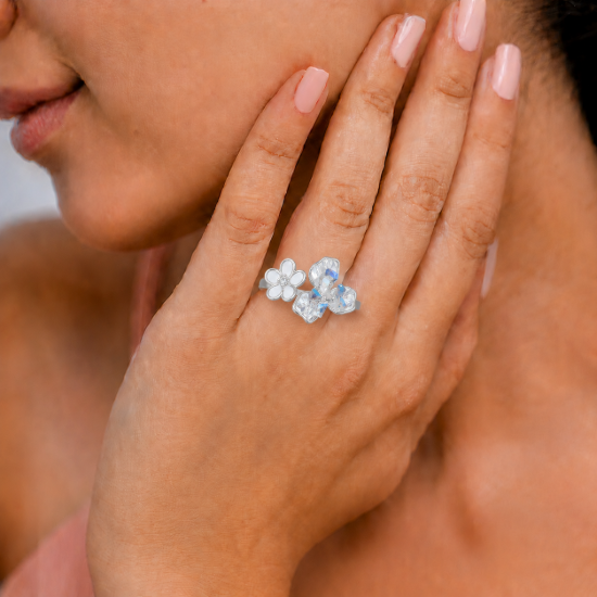 Picture of 925 Silver Crystal Flower Ring