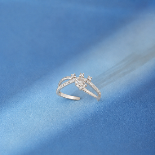 Picture of 925 Silver CZ Adjustable Crown Ring