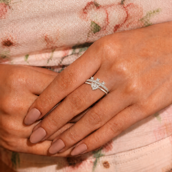 Picture of 925 Silver CZ Adjustable Crown Ring