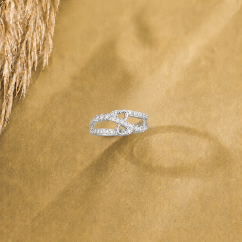 Picture of 925 Silver Double Heart CZ Ring