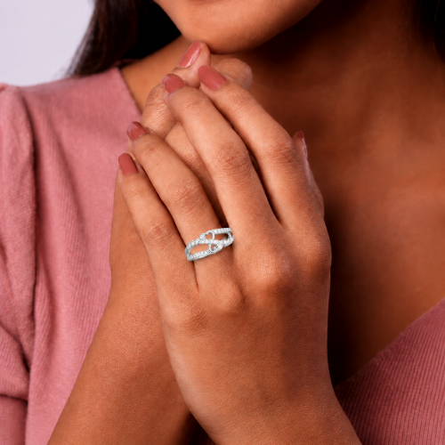 Picture of 925 Silver Double Heart CZ Ring