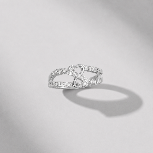 Picture of 925 Silver Double Heart CZ Ring