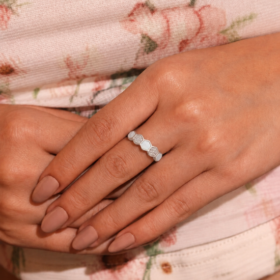 Picture of 925 Silver Hexagon Opal Ring