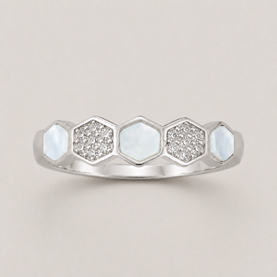 Picture of 925 Silver Hexagon Opal Ring