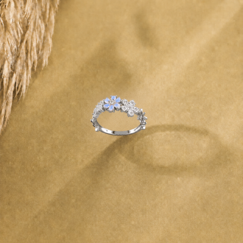 Picture of 925 Sterling Silver Blue Blossom Floral Ring  Product Name