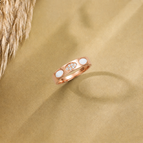 Picture of 925 Sterling Silver Rose Gold Mother of Pearl Ring
