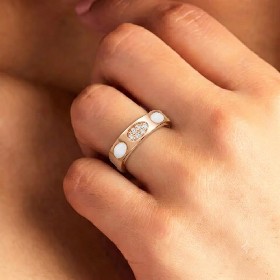 Picture of 925 Sterling Silver Rose Gold Mother of Pearl Ring