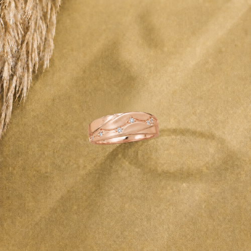 Picture of 925 Sterling Silver Rose Gold Wave CZ Ring