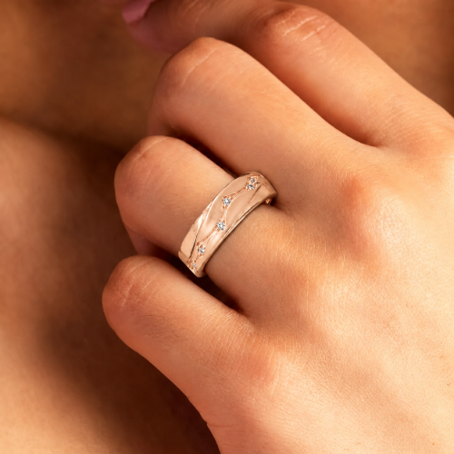 Picture of 925 Sterling Silver Rose Gold Wave CZ Ring