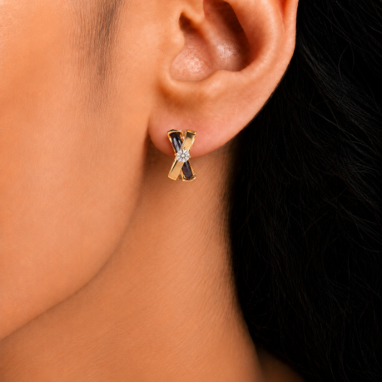 Picture of 925 Silver Gold X Stud Earrings