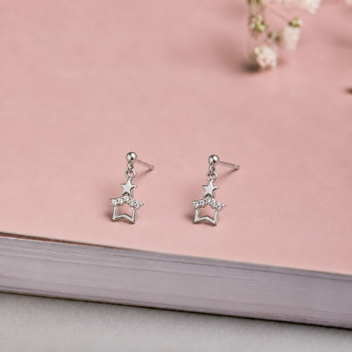Picture of 925 Silver Star Drop Stud Earrings