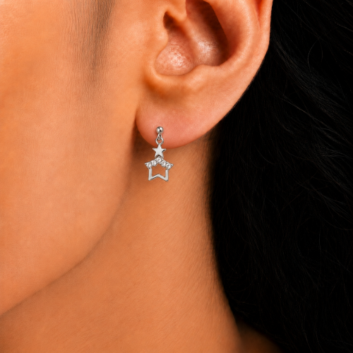 Picture of 925 Silver Star Drop Stud Earrings