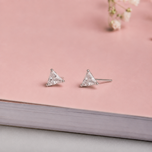 Picture of 925 Silver Triangle CZ Stud Earrings