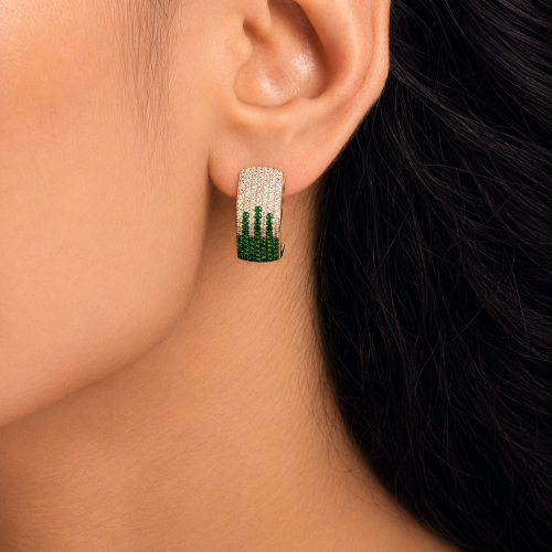 Picture of 925 Sterling Silver Green CZ Hoop Earrings